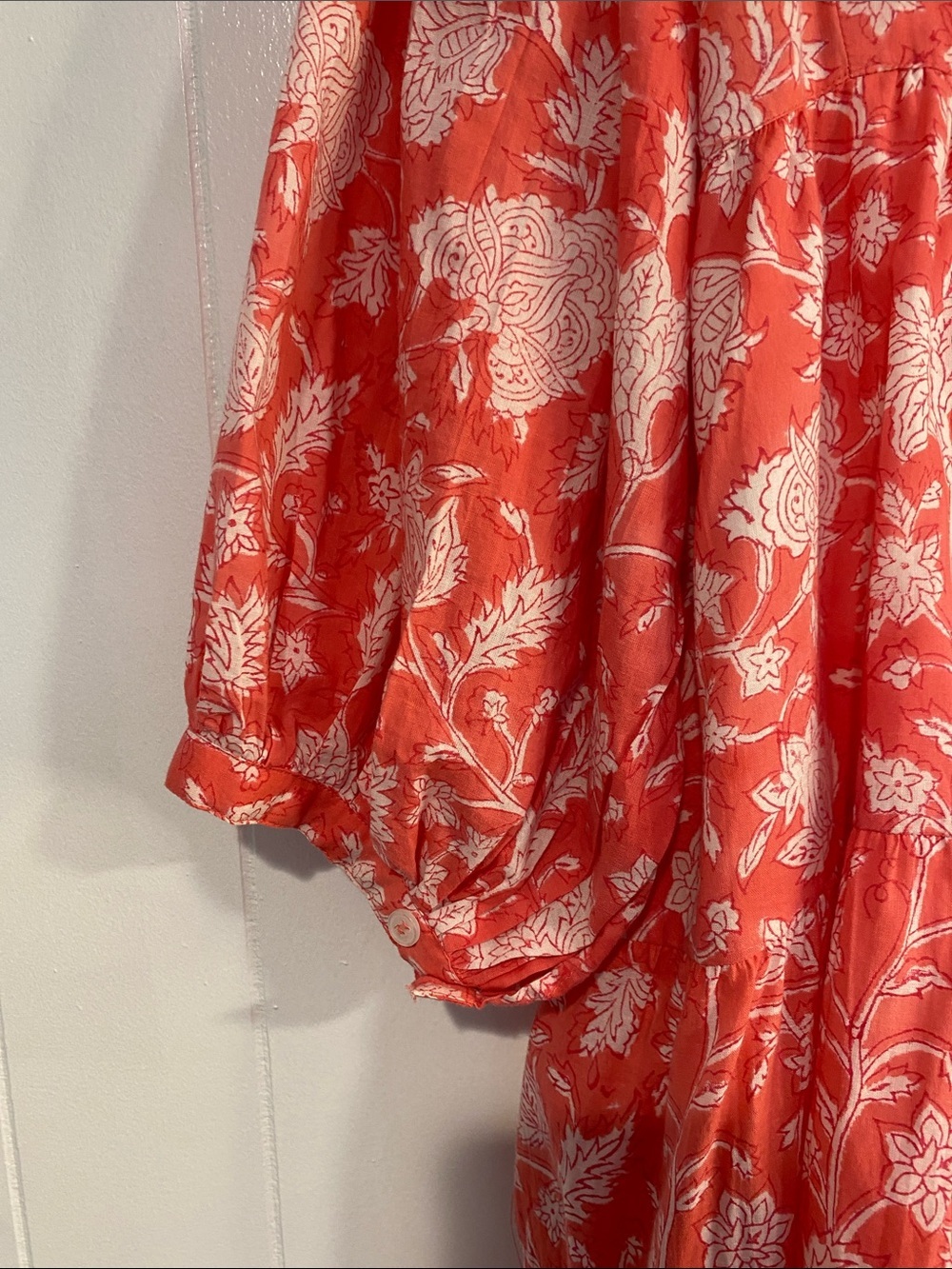 Marea Liz Joy Coral Floral Babydoll Mini Dress Cottagecore Boho Romantic Large - Picture 5 of 10